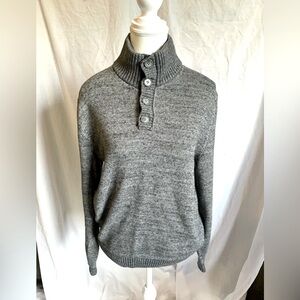 Cotton Gray Ribbed Collar Pullover‎ Crewneck Sweater GAP